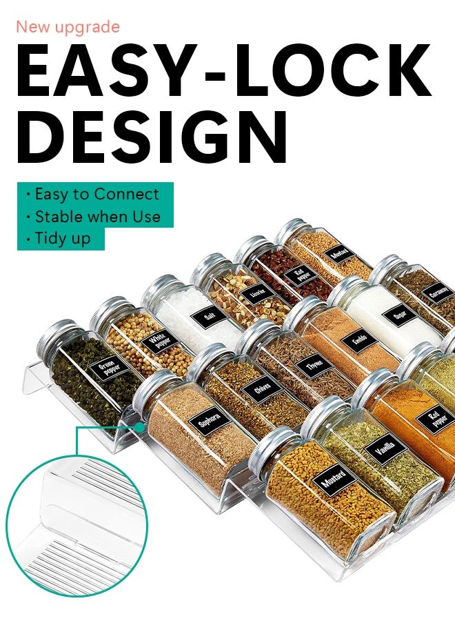 RESONIX 8PCS Spice Drawer Organizer, 4-Tier Expandable Rack for Kitchen Drawers (28–56cm), Slanted Seasoning Jar Storage Tray, Cabinet Insert Set - Image 5